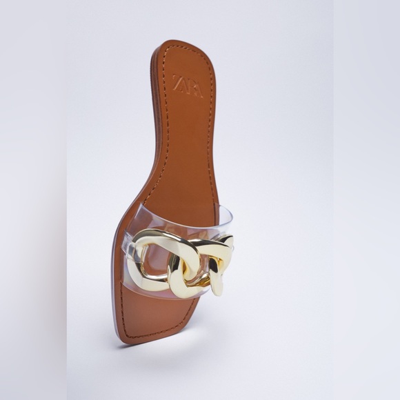 Zara Metal Chain Flat Sandals (Cute 🚨 Alert) - Picture 2 of 4